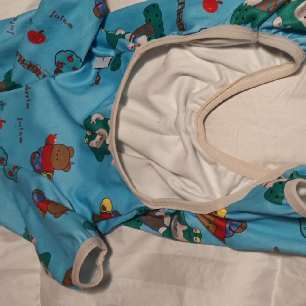 2 Blue Dog Onesie's with Cartoon Print. Matching Set